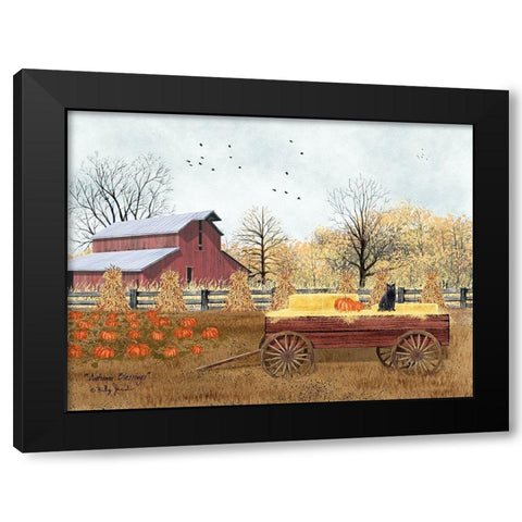Autumn Blessings Black Modern Wood Framed Art Print with Double Matting by Jacobs, Billy