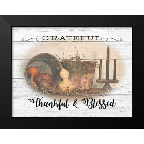 Grateful-Thankful and Blessed Black Modern Wood Framed Art Print by Jacobs, Billy