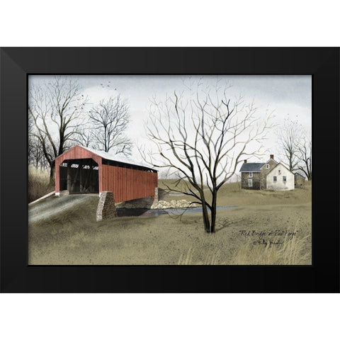 Red Bridge at Pool Forge          Black Modern Wood Framed Art Print by Jacobs, Billy