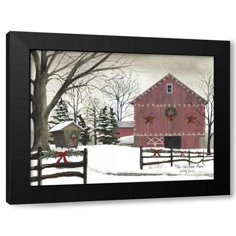 Christmas Barn Black Modern Wood Framed Art Print with Double Matting by Jacobs, Billy