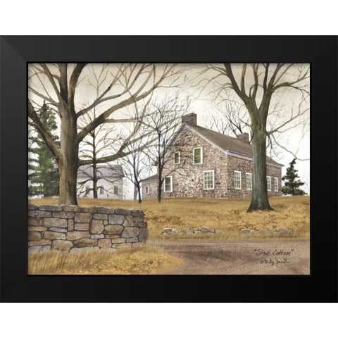 Stone Cottage Black Modern Wood Framed Art Print by Jacobs, Billy