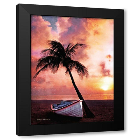 Palm Tree Sunset Black Modern Wood Framed Art Print with Double Matting by Bluebird Barn