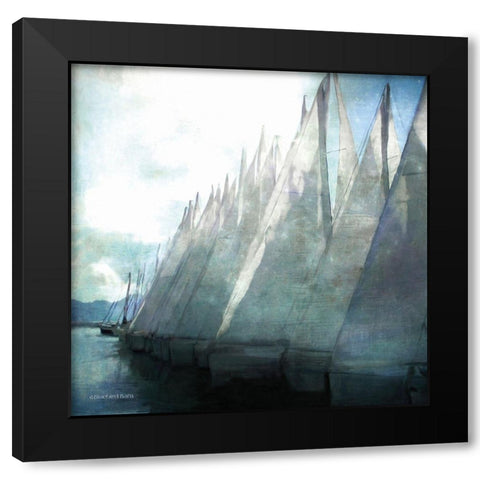 Sailboat Marina I Black Modern Wood Framed Art Print with Double Matting by Bluebird Barn