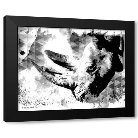 Modern Black And White Rhino Black Modern Wood Framed Art Print by Bluebird Barn