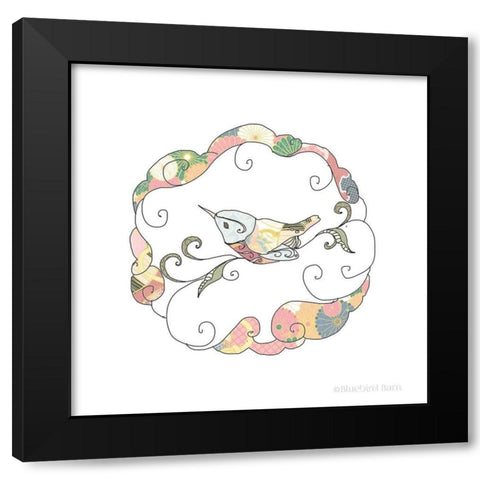 Whimsical Botanical Bird     Black Modern Wood Framed Art Print with Double Matting by Bluebird Barn