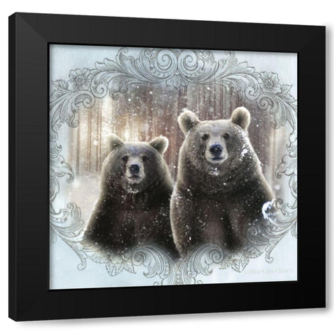 Enchanted Winter Bears    Black Modern Wood Framed Art Print with Double Matting by Bluebird Barn