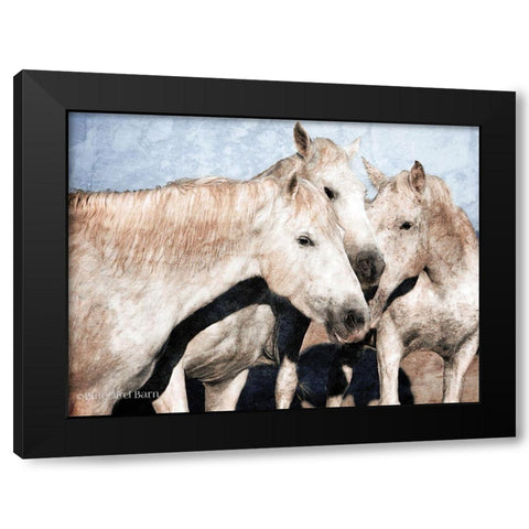 White Horse    Black Modern Wood Framed Art Print by Bluebird Barn