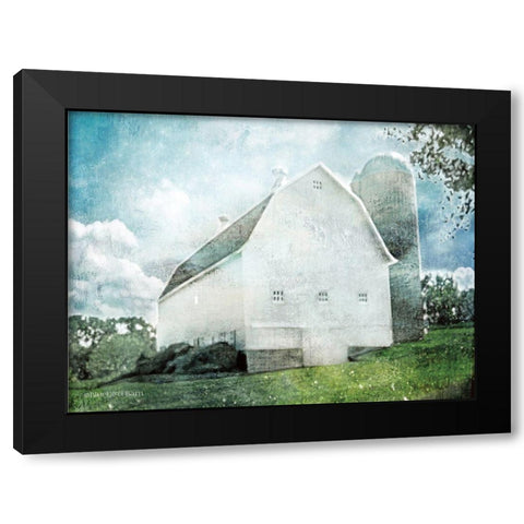 White Barn    Black Modern Wood Framed Art Print with Double Matting by Bluebird Barn