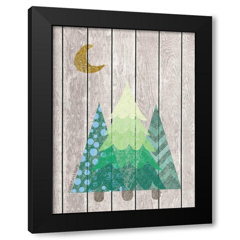 Whimsical Trees Under the Moon Black Modern Wood Framed Art Print with Double Matting by Bluebird Barn