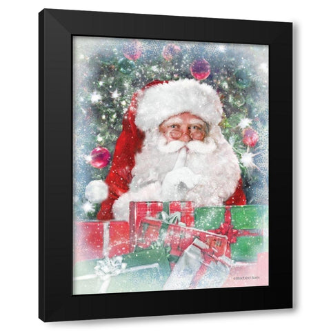 Snowy Secret Santa Black Modern Wood Framed Art Print by Bluebird Barn