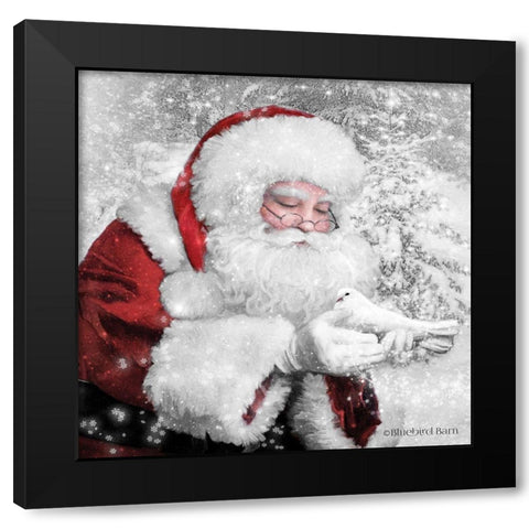 Santas Little Friend  Black Modern Wood Framed Art Print with Double Matting by Bluebird Barn