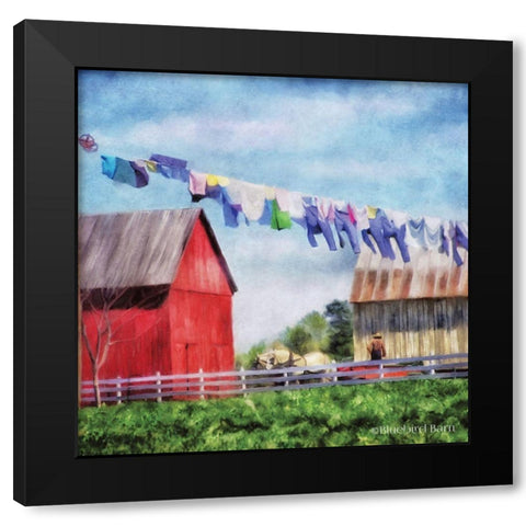 Clothesline Farm Black Modern Wood Framed Art Print with Double Matting by Bluebird Barn