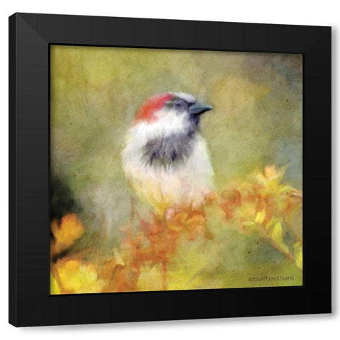 Backyard Bird in Autumn Black Modern Wood Framed Art Print by Bluebird Barn