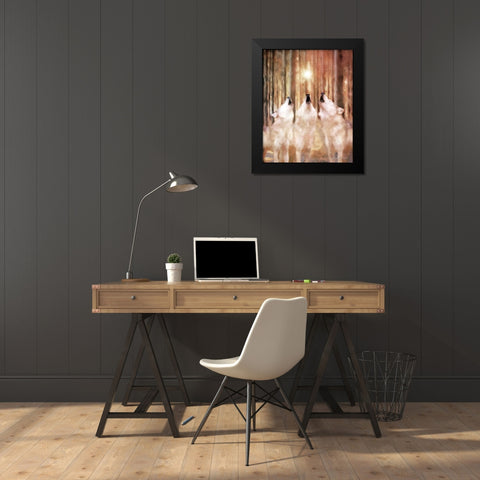 Three Wolf Howl Black Modern Wood Framed Art Print by Bluebird Barn
