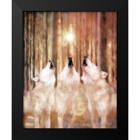 Three Wolf Howl Black Modern Wood Framed Art Print by Bluebird Barn