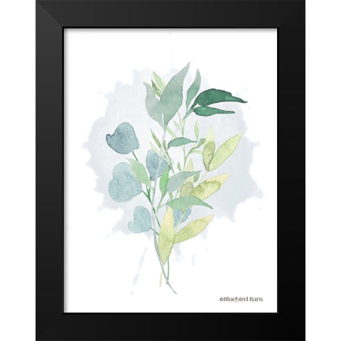 Watercolor Greenery Series II  Black Modern Wood Framed Art Print by Bluebird Barn