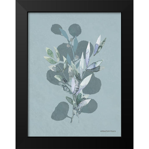 Watercolor Greenery Series Medium Teal I Black Modern Wood Framed Art Print by Bluebird Barn