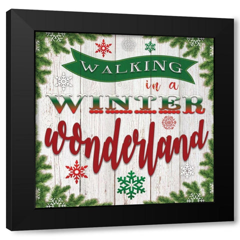 Walking in a Winter Wonderland Black Modern Wood Framed Art Print with Double Matting by Bluebird Barn