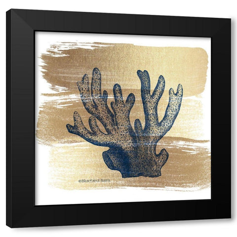 Brushed Gold Elkhorn Coral Black Modern Wood Framed Art Print with Double Matting by Bluebird Barn