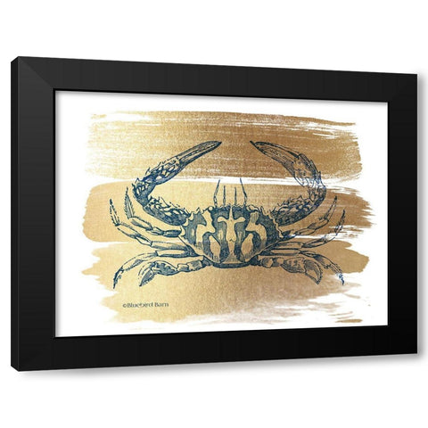 Brushed Gold Crab Black Modern Wood Framed Art Print with Double Matting by Bluebird Barn
