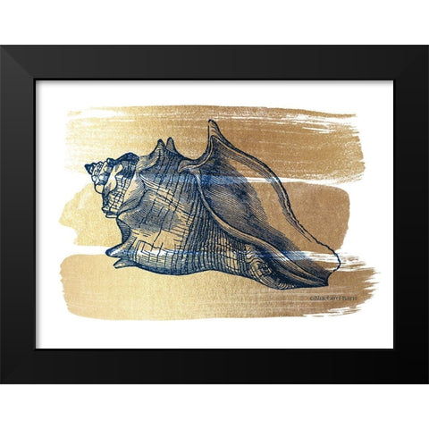 Brushed Gold Seashell Black Modern Wood Framed Art Print by Bluebird Barn