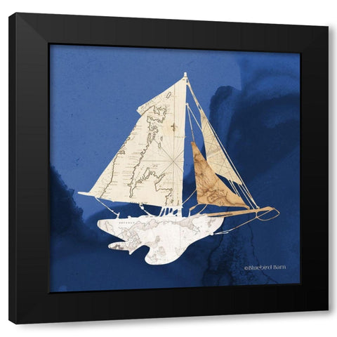 Sailboat Blue II Black Modern Wood Framed Art Print with Double Matting by Bluebird Barn