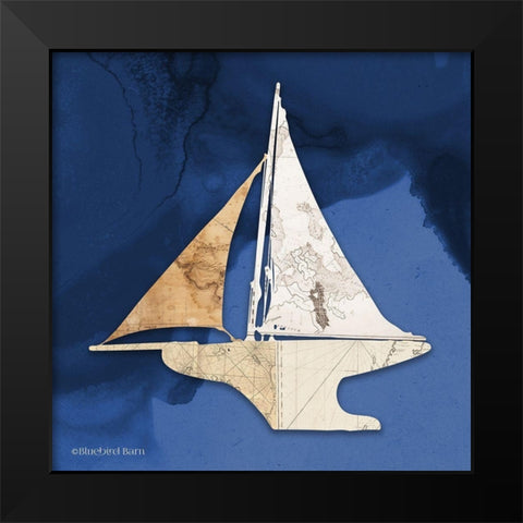 Sailboat Blue III Black Modern Wood Framed Art Print by Bluebird Barn