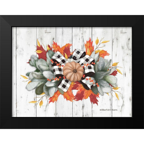 Orange Pumpkin Swag Black Modern Wood Framed Art Print by Bluebird Barn