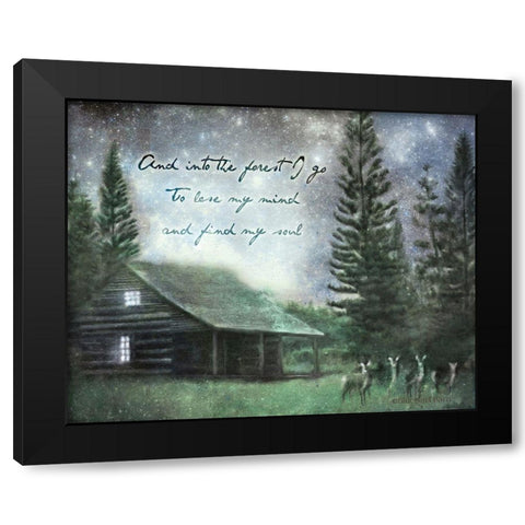 Into the Forest I Go Black Modern Wood Framed Art Print by Bluebird Barn