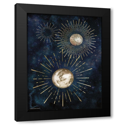 Gold Celestial Rays IV Black Modern Wood Framed Art Print with Double Matting by Bluebird Barn
