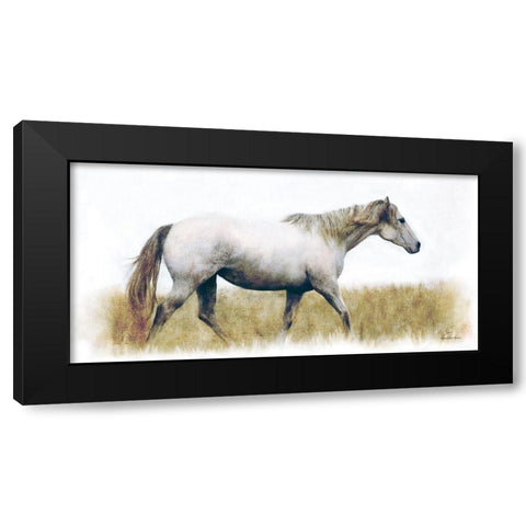 White Horse    Black Modern Wood Framed Art Print by Bluebird Barn