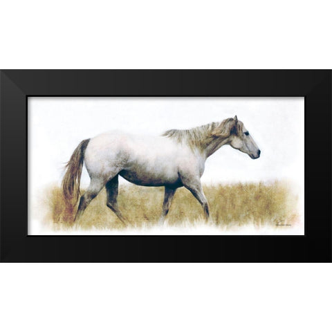 White Horse    Black Modern Wood Framed Art Print by Bluebird Barn