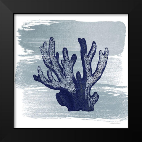 Brushed Midnight Blue Elkhorn Coral Black Modern Wood Framed Art Print by Bluebird Barn
