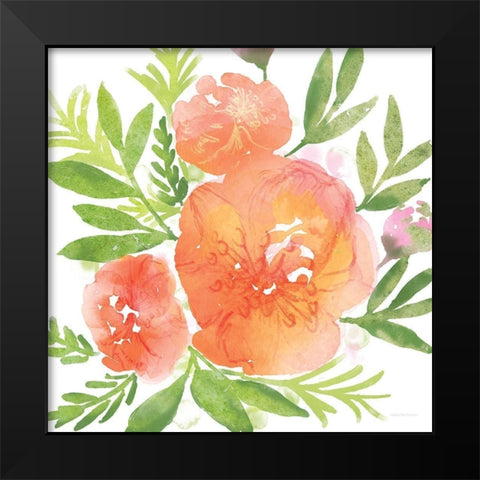 Peachy Floral I Black Modern Wood Framed Art Print by Bluebird Barn