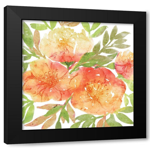 Peachy Floral IIO Black Modern Wood Framed Art Print with Double Matting by Bluebird Barn