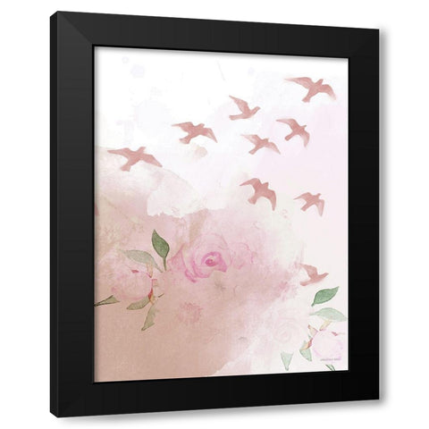 Meadow Flora Birds Black Modern Wood Framed Art Print by Bluebird Barn