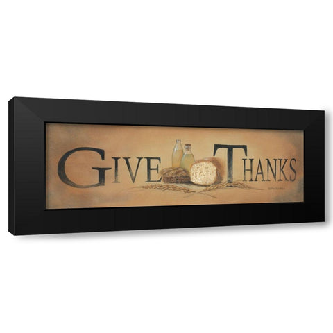 Give Thanks Black Modern Wood Framed Art Print with Double Matting by Britton, Pam