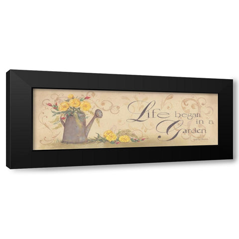 Life Began in a Garden Black Modern Wood Framed Art Print by Britton, Pam