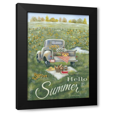 Hello Summer Black Modern Wood Framed Art Print with Double Matting by Britton, Pam