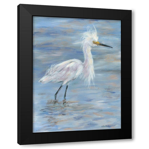 Egret Black Modern Wood Framed Art Print by Britton, Pam