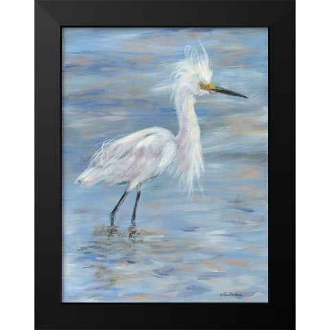 Egret Black Modern Wood Framed Art Print by Britton, Pam