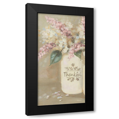 Thankful Flowers Black Modern Wood Framed Art Print by Britton, Pam