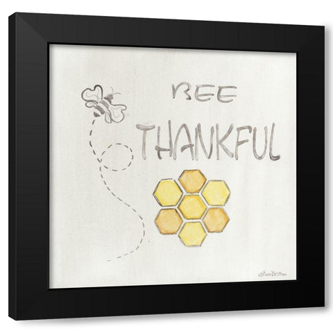 Bee Thankful Black Modern Wood Framed Art Print with Double Matting by Britton, Pam