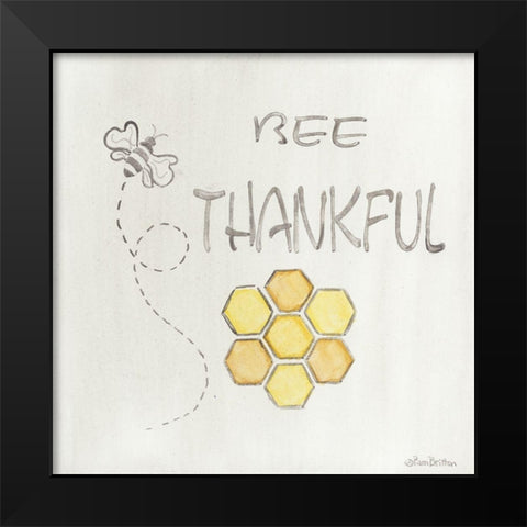 Bee Thankful Black Modern Wood Framed Art Print by Britton, Pam