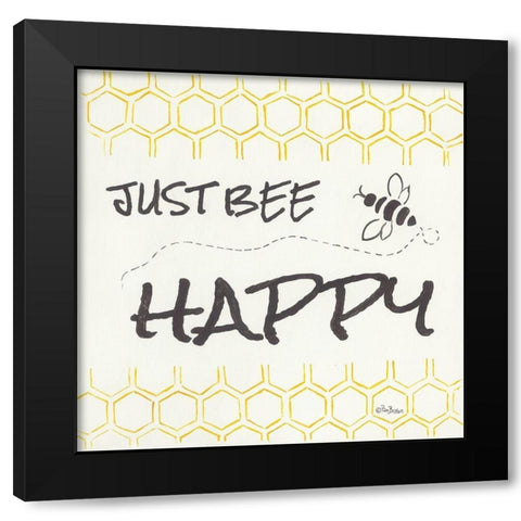 Just Bee Happy Black Modern Wood Framed Art Print by Britton, Pam