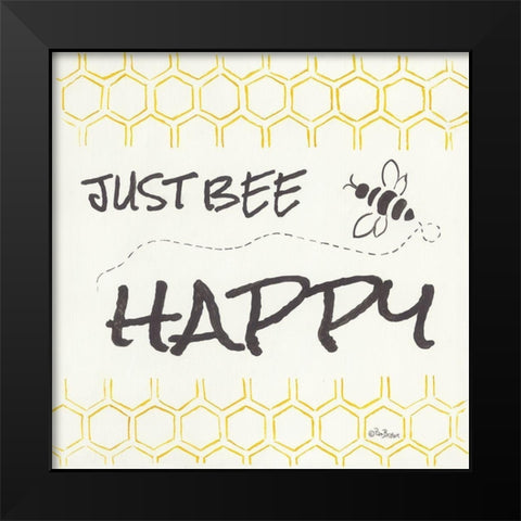 Just Bee Happy Black Modern Wood Framed Art Print by Britton, Pam