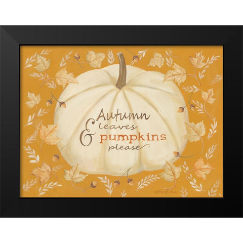 Autumn Leaves And Pumpkin Black Modern Wood Framed Art Print by Britton, Pam