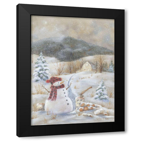 Snowy Day Fun Black Modern Wood Framed Art Print by Britton, Pam