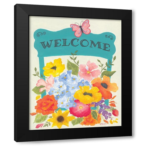 Bunches of Welcome Black Modern Wood Framed Art Print with Double Matting by Britton, Pam