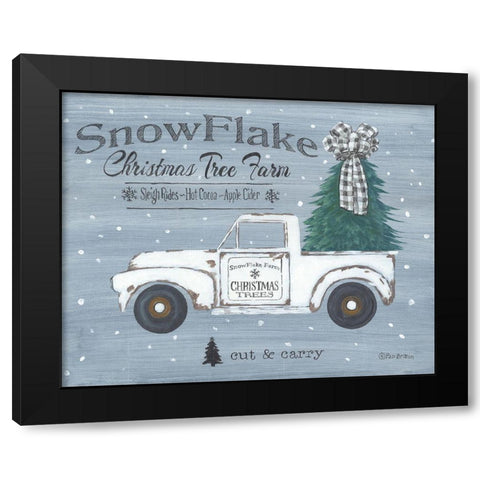 Snowflake Christmas Tree Farm Black Modern Wood Framed Art Print with Double Matting by Britton, Pam